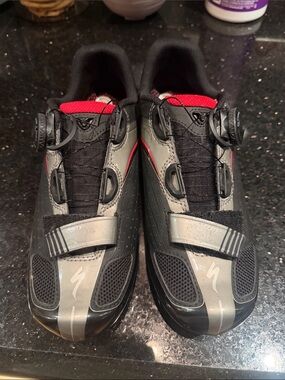 Specialized Black, Gray & Red Road Cycling Shoes with Boa Closure